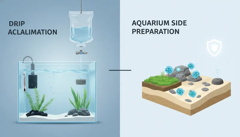 点滴法 水合わせだけじゃない！成功率を上げる水槽側の準備のイメージ