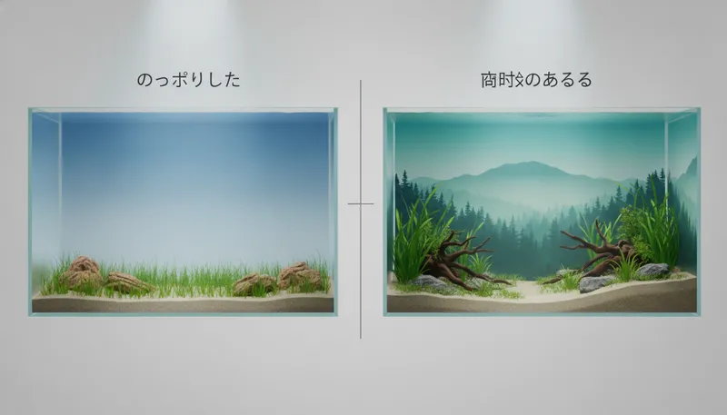なぜあなたの水槽はのっぺり？バックスクリーンと奥行き感の落とし穴のイメージ