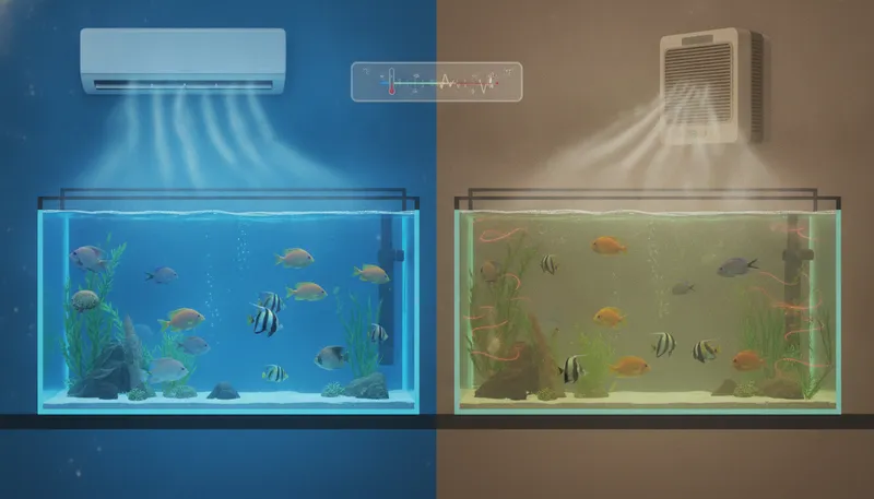 電気代だけじゃない！「エアコン vs クーラー」が水質と熱帯魚の健康に与える影響のイメージ
