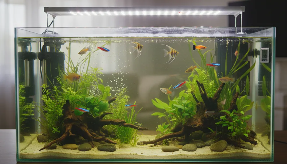【衝撃】熱帯魚の季節別ライティング時間は変えないのが正解！コケと水温の意外な関係