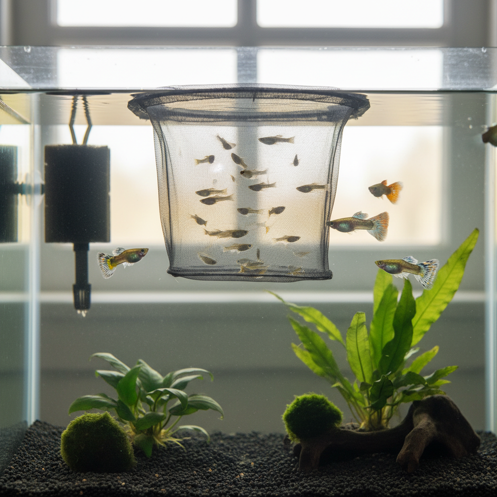 ウィローモスだけじゃダメだった！グッピー稚魚の生存率を劇的に上げる"天空の隠れ家"の作り方